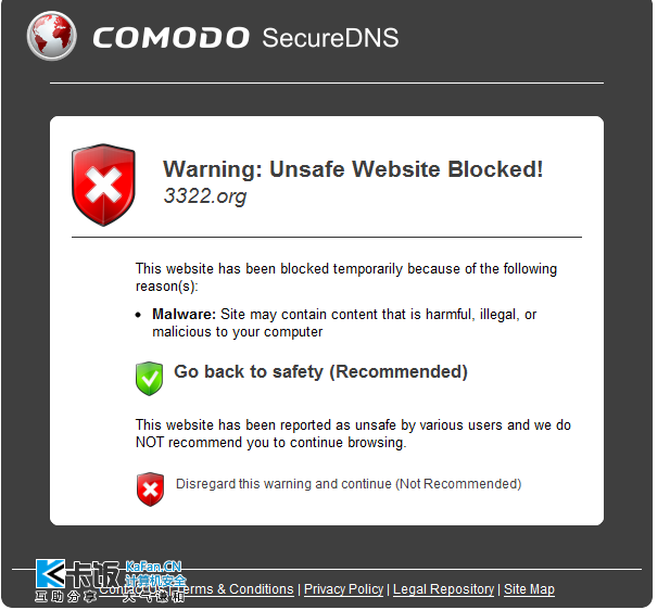 Comodo SecureDNS - Website Blocked.png