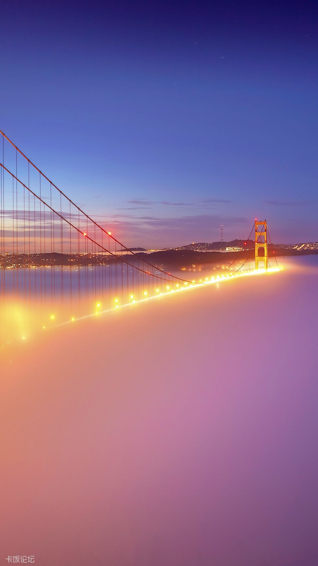 San Francisco Golden Gate Bridge Fog Lights Android Wallpaper.jpg